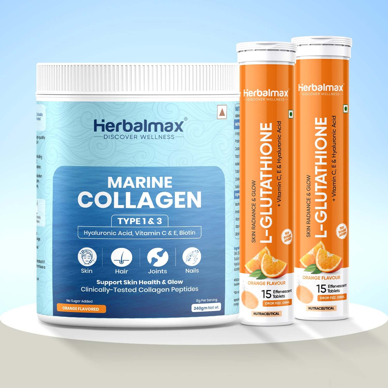 L-Glutathione Effervescent with Marine Collagen Skin Glow Combo L-Glutathione Effervescent with Marine Collagen Skin Glow Combo