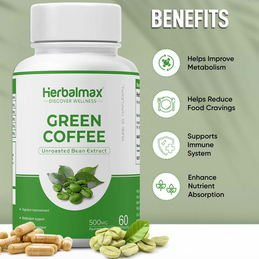 Herbalmax Green - Coffee Beans Extract - Plant-Based - for managing weight (60 cap)