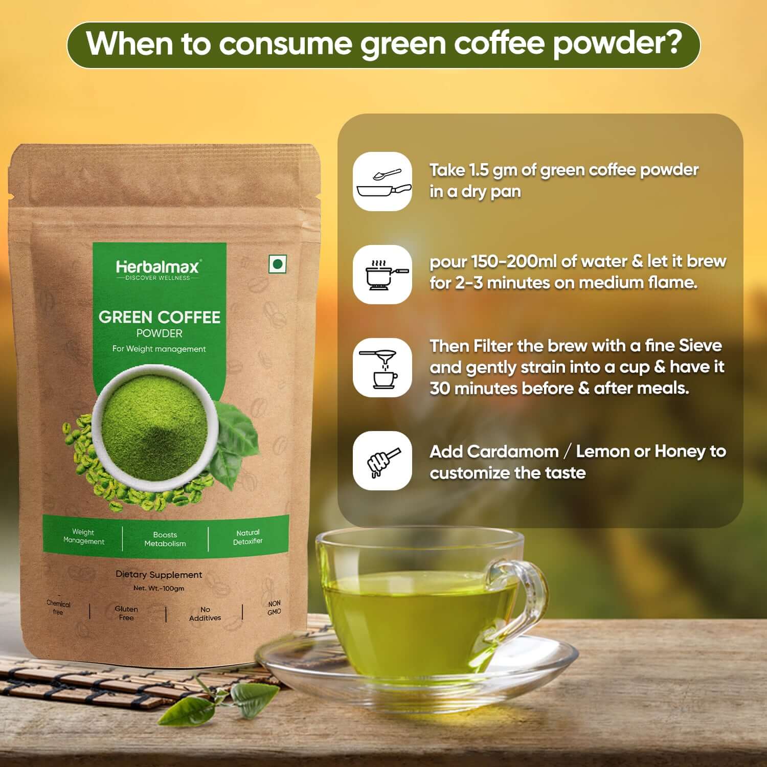 How To Use Organic Green Coffee Beans Powder for Weight Management