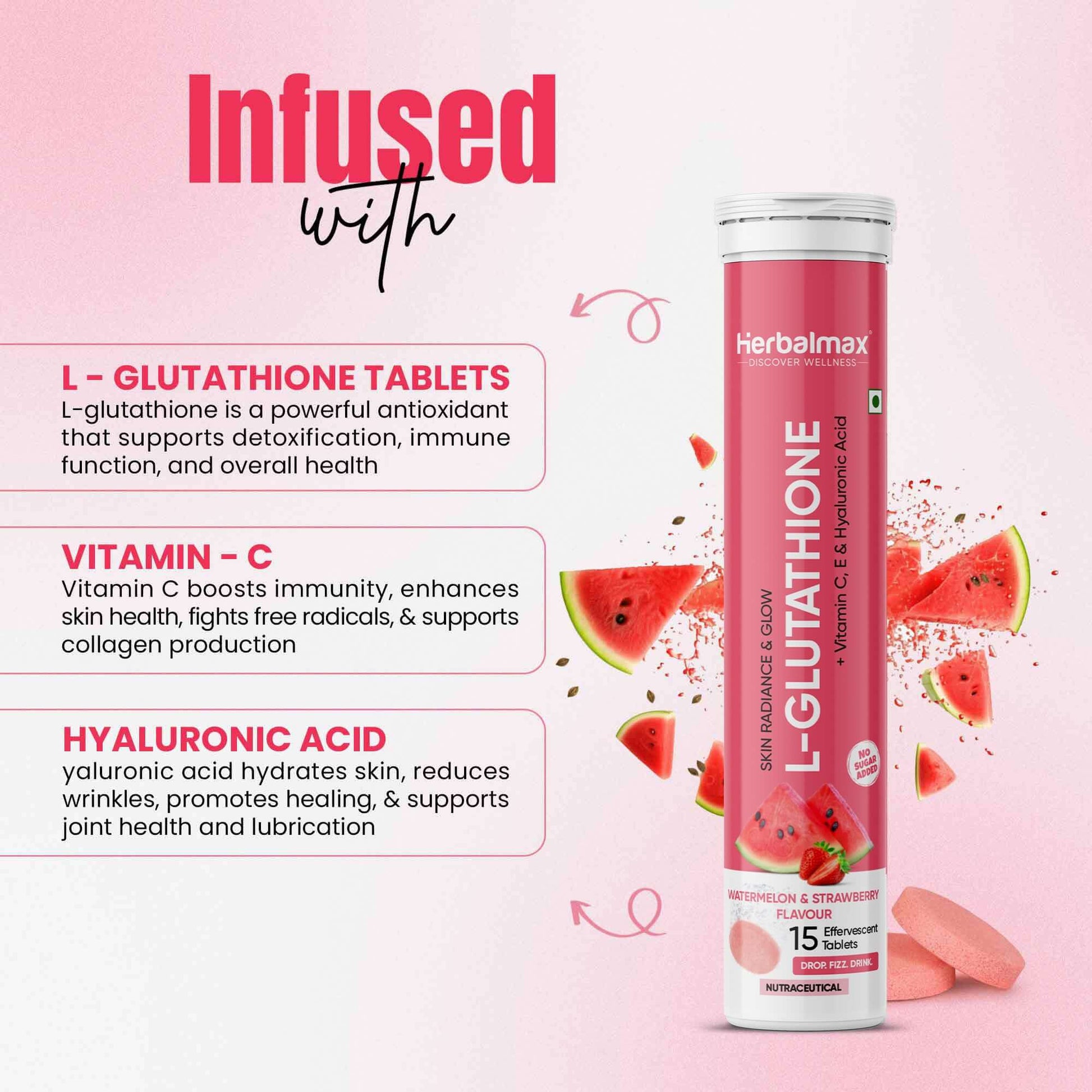 glutathione 600 mg tablet with Watermelon & Strawberry flavour