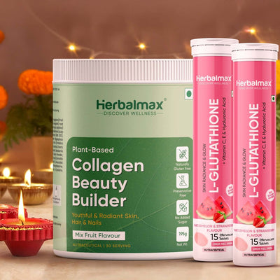 L-Glutathione Effervescent (Watermelon & Strawberry) Flavour + Plant Based Collagen Beauty Builder