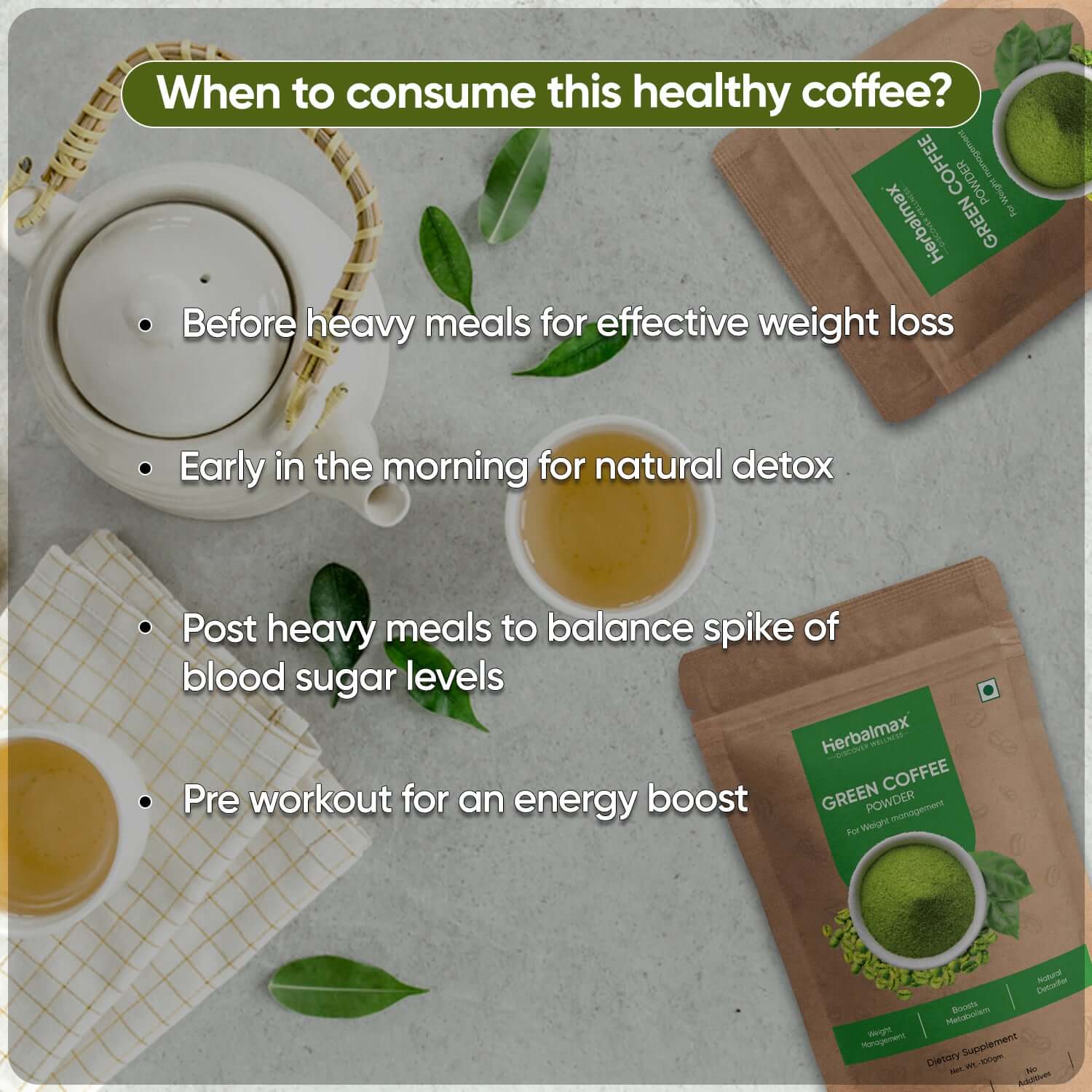 method to use green coffee bean extract powder