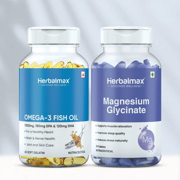 Omega 3 Fish Oil & Magnesium Glycinate Combo for Calm Mind, Better Sleep & Heart Health