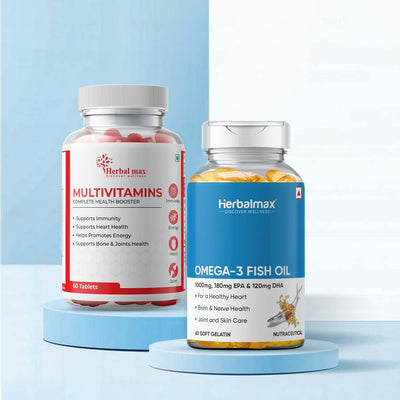 Multivitamin Capsules (60 Caps) + Omega-3 Fish Oil Capsules (60 Caps)
