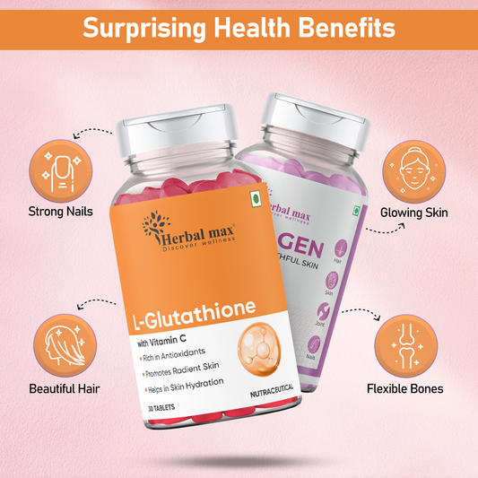 L-Glutathione with Vitamin C and Collagen Supplement For Skin Glow