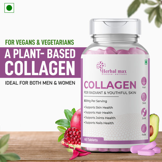 Herbal max Collagen - For Youthful Skin, Hair, Joints & Nails – Plant Based, 800mg, (120 Tablet)