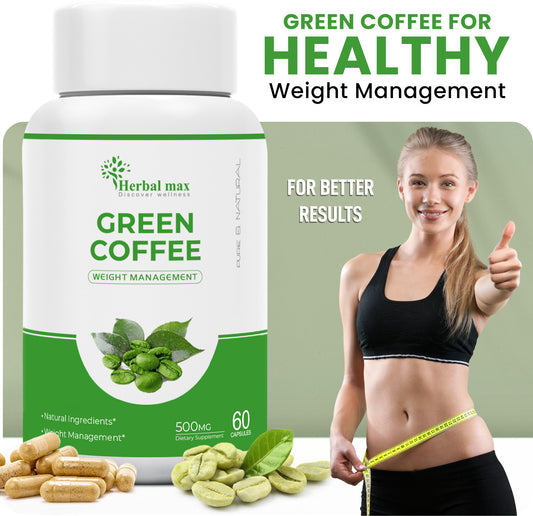 Herbal max Green - Coffee Beans Extract - Plant-Based - for managing weight (60 cap)