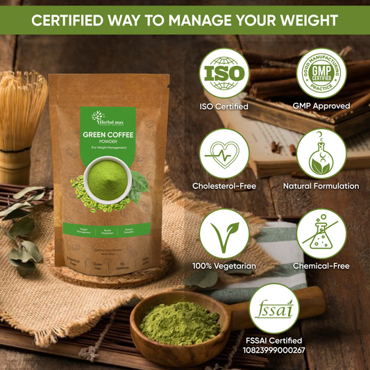 Organic Green Coffee beans Powder for Weight Loss Management | Instant Coffee Instant Coffee  (100 g)