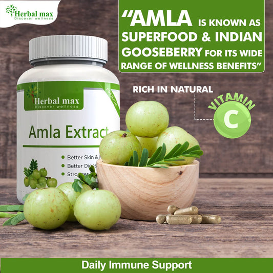 Herbal max - Amla Extract - for Skin and Hair Care -800mg (30 Veg. Cap)