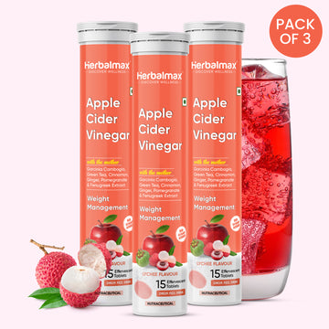 Apple Cider Vinegar Tablets – Lychee Flavour Pack of 3