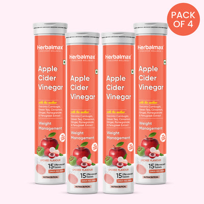 Apple Cider Vinegar Tablets Pack of 4 – Lychee Flavour for Weight Management