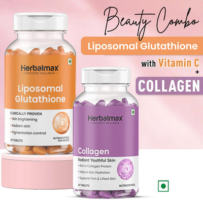 Liposomal Glutathione with Vitamin C and Collagen Supplement For Skin Glow