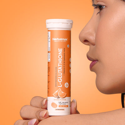 Herbalmax L-Glutathione Effervescent Tablets Orange Flavour (600mg)