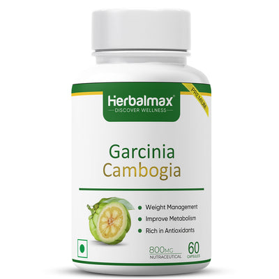 Herbalmax Garcinia- Cambogia Capsule - with 60% HCA & Green Tea Extract - Helps Improves Digestion and metabolism (60 cap)