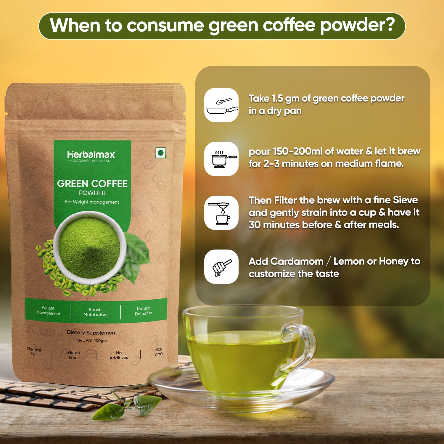 How To Use Organic Green Coffee Beans Powder