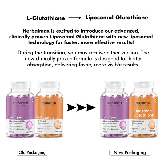 Liposomal Glutathione with Vitamin C and Collagen Supplement For Skin Glow