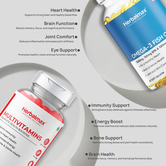 Multivitamin Capsules (60 Caps) + Omega-3 Fish Oil Capsules (60 Caps)