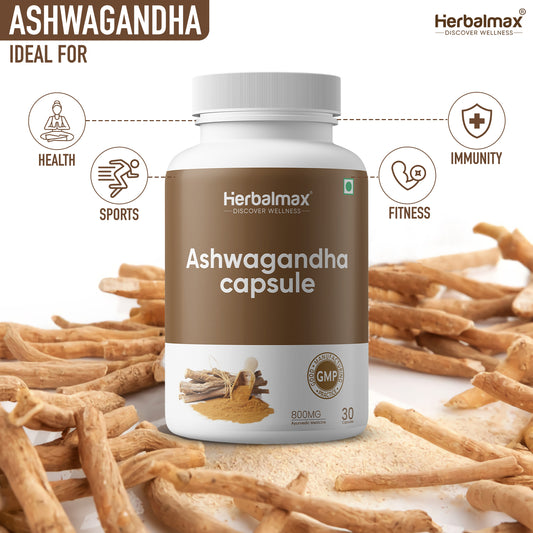 Herbalmax Ashwagandha Capsules- 800mg (30 Veg Cap)