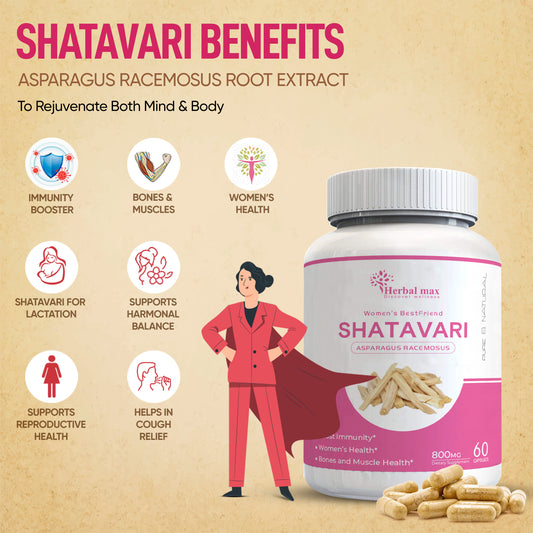 Organic Shatavari Capsules women’s best friend for Women's Hormonal Balance and Reproductive - 800mg per Serving 60 capsule