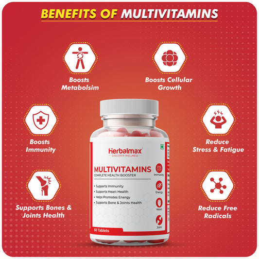Multivitamins Tablets, support Energy, Heart, Bones & Joint Health for Men & Women – 60 Veg Tablets