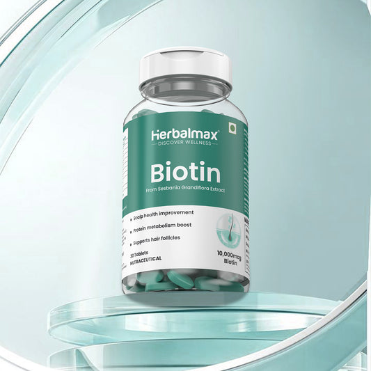 Biotin 10000 mcg Tablets for Hair Growth & Strength | 30 Veg Tablets