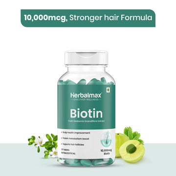 Biotin 10000 mcg Tablets for Hair Growth & Strength | 30 Veg Tablets