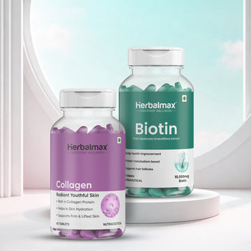 Collagen + Biotin Tablets Combo for Hair, Skin & Nails