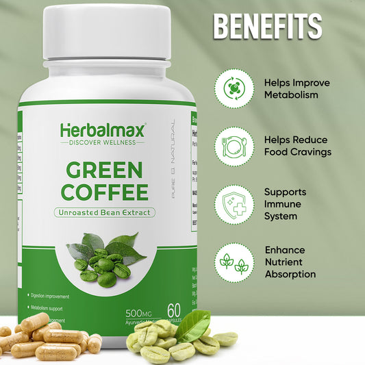 Herbalmax Green - Coffee Beans Extract - Plant-Based - for managing weight (60 cap)