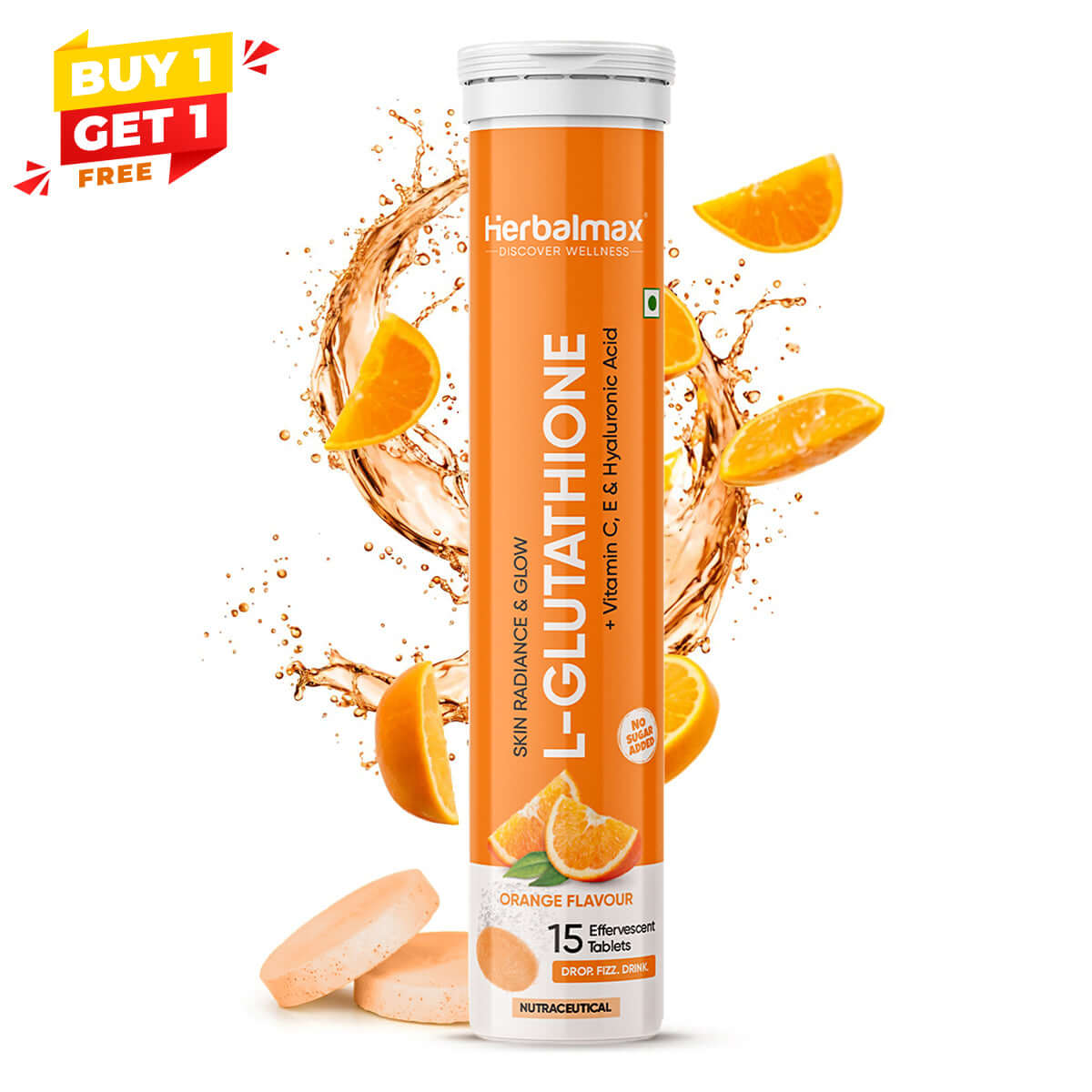 Herbalmax L-Glutathione Effervescent Tablets Orange Flavour (600mg)