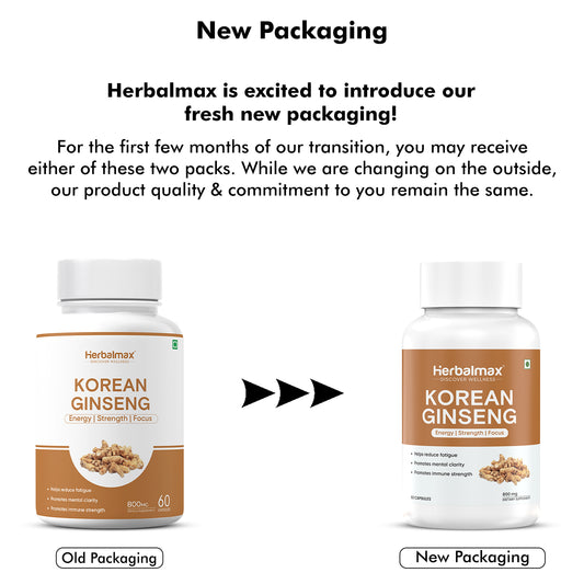 Herbalmax Korean Ginseng - 60 Vegetarian Capsules (800mg)