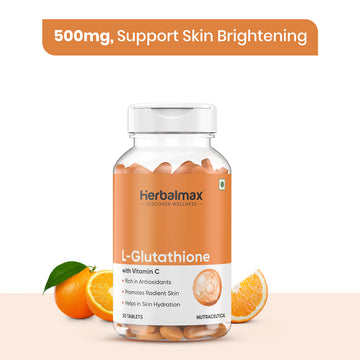 L-Glutathione 500mg with Vitamin C – Skin Brightening Supplement for Glowing Skin & Immune Support