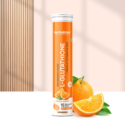 Herbalmax L-Glutathione Effervescent Tablets Orange Flavour (600mg)