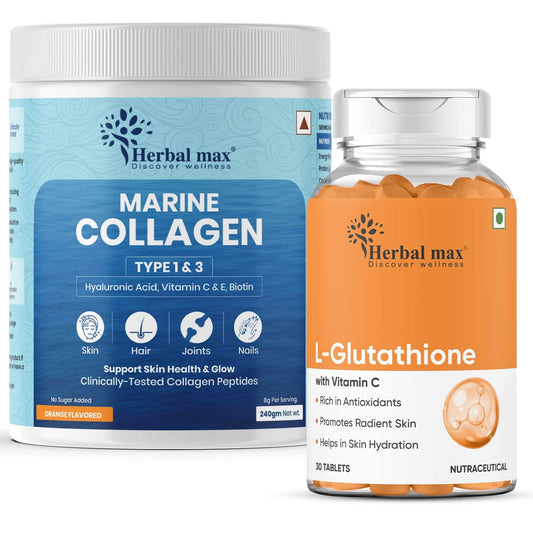 Herbalmax L-Glutathione with vitamin C & Marine Collagen