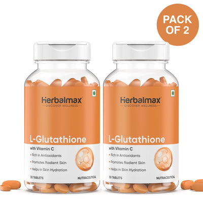 L-Glutathione 500mg with Vitamin C Tablets – Skin Brightening (Pack of 2)