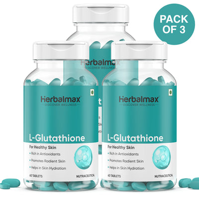 L-Glutathione Pack of 3 Tablets for Pigmentation & Glow|Herbalmax L-Glutathione Pack of 3 Tablets for Pigmentation & Glow|Herbalmax