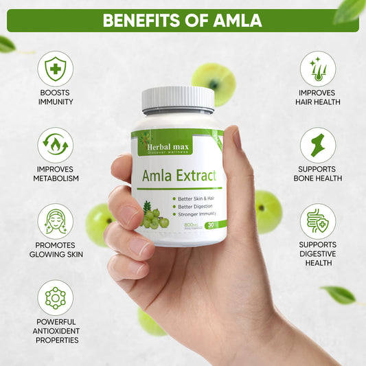 Amla Extract for Skin & Hair Care with Stronger Immunity - 30 Veg Caps (Pack Of 1)