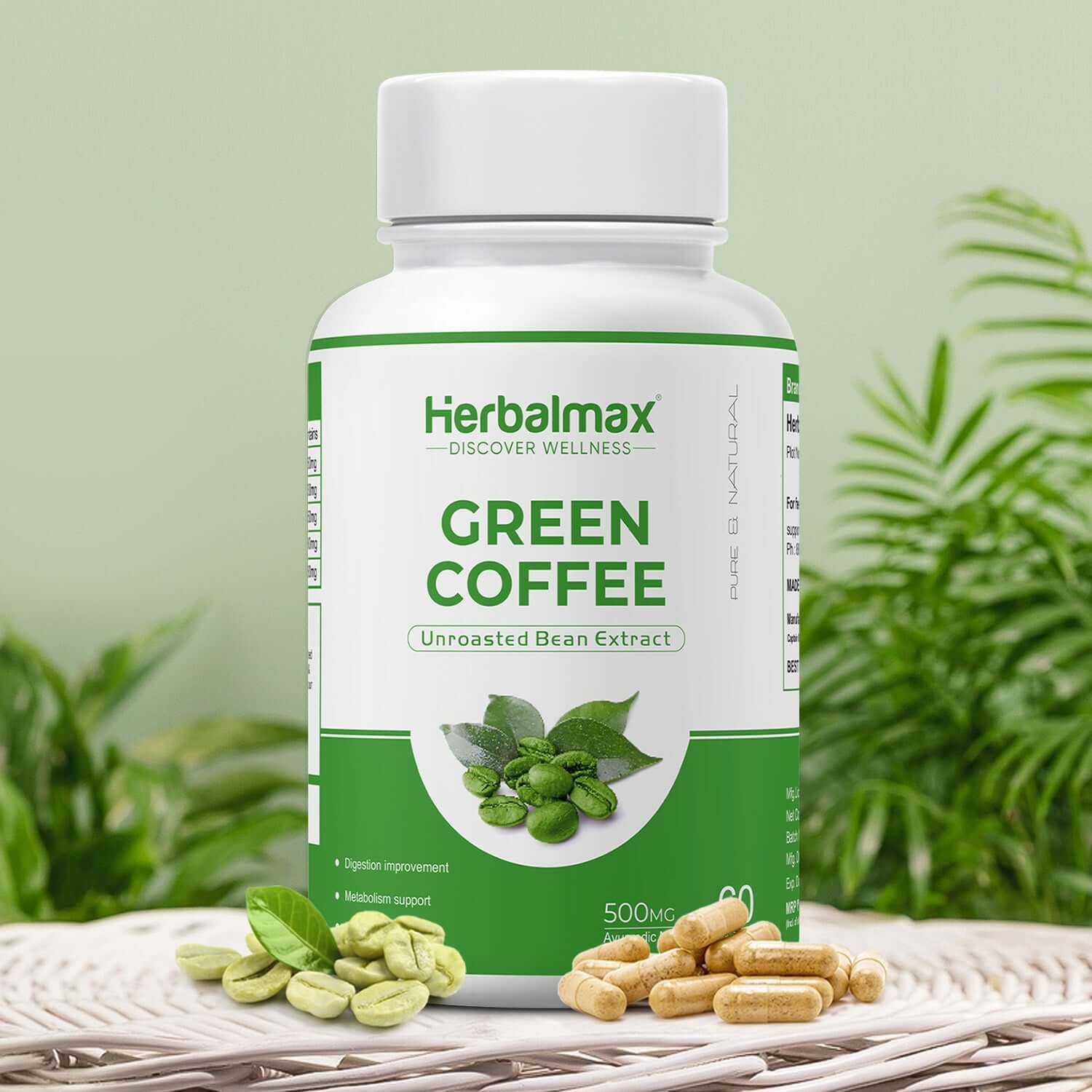 Herbalmax Green - Coffee Beans Extract - Plant-Based - for managing weight (60 cap)