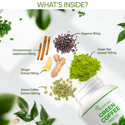 Green Coffee Beans Capsule for Weight Loss, Blood Sugar Management and Detoxification for Men & Women- 60 Capsule