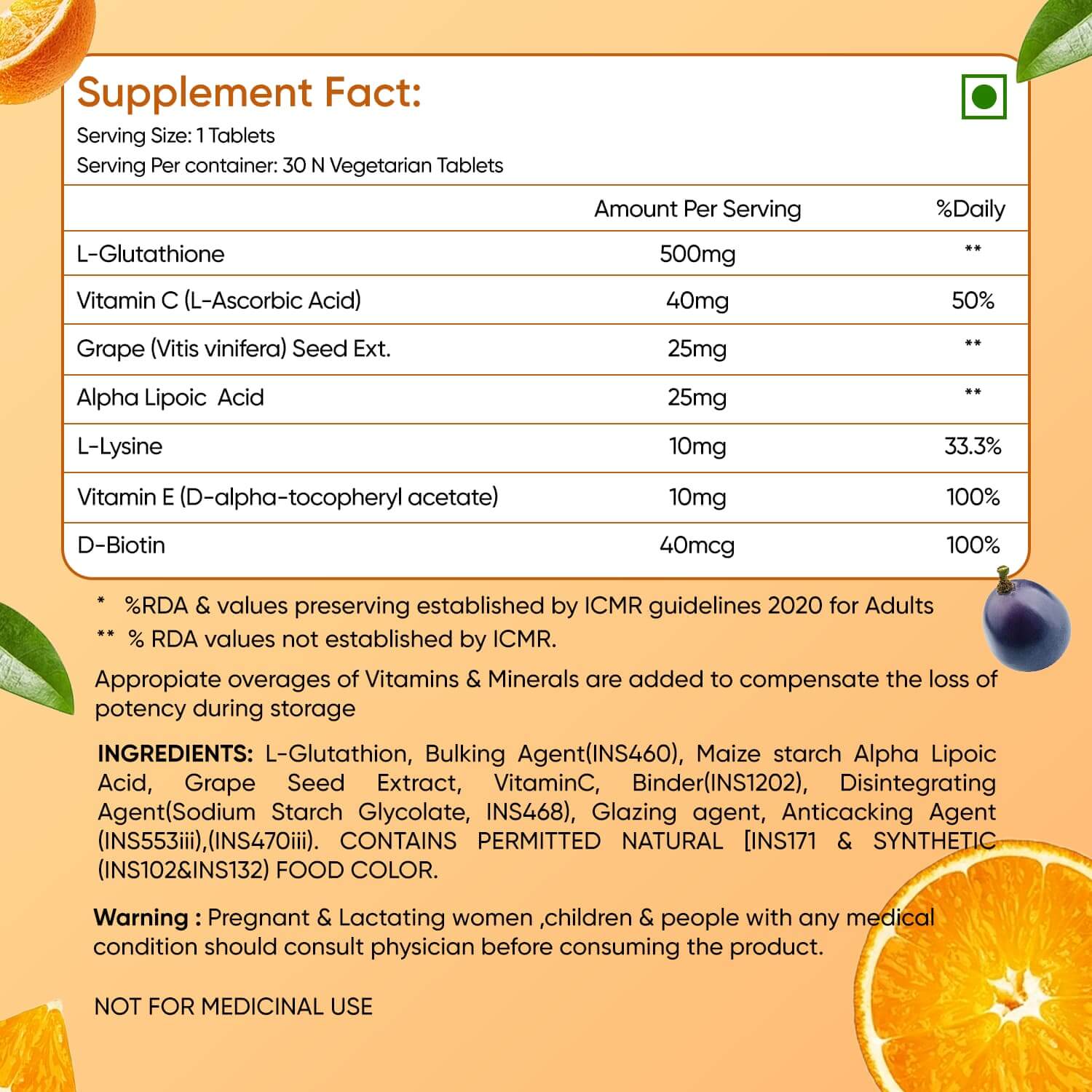 l glutathione with vitamin c ingredients